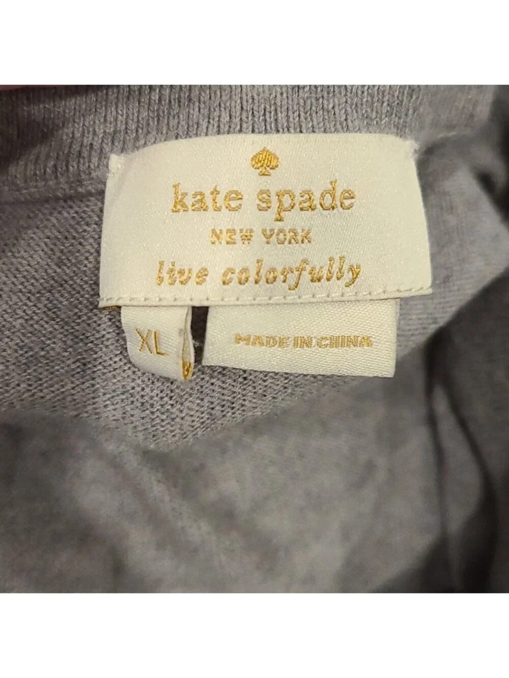 Kate Spade long grey vneck button up cardigan with bow cuffs cashmere bl…